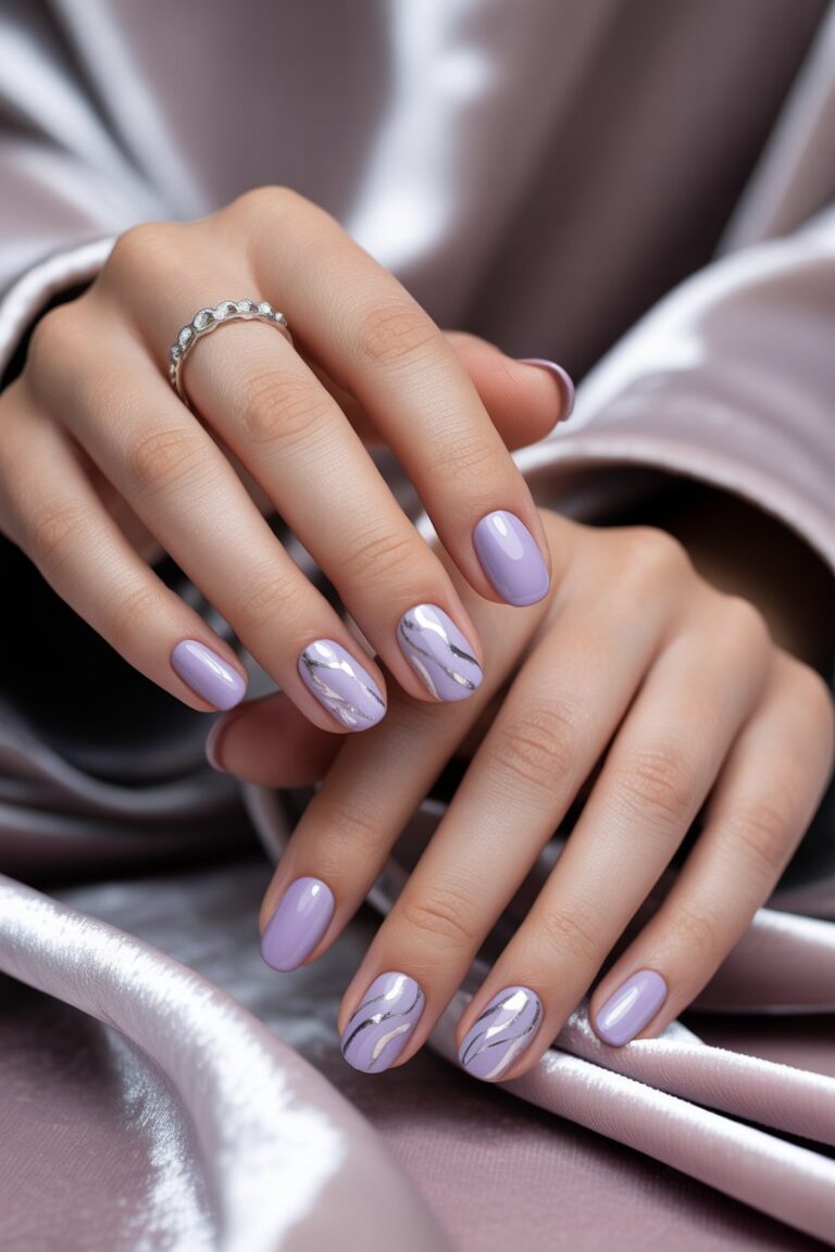 Lavender and Silver Nail Combo Ideas