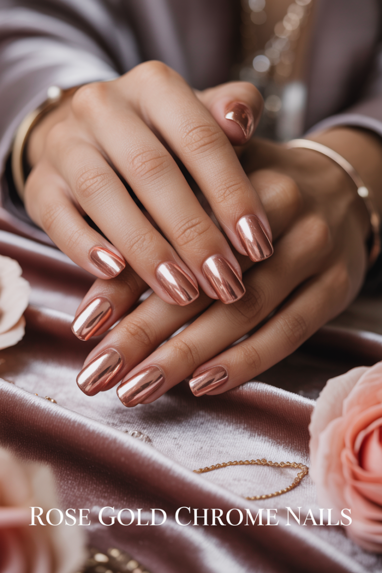 Rose Gold Chrome Nails for Fancy Events
