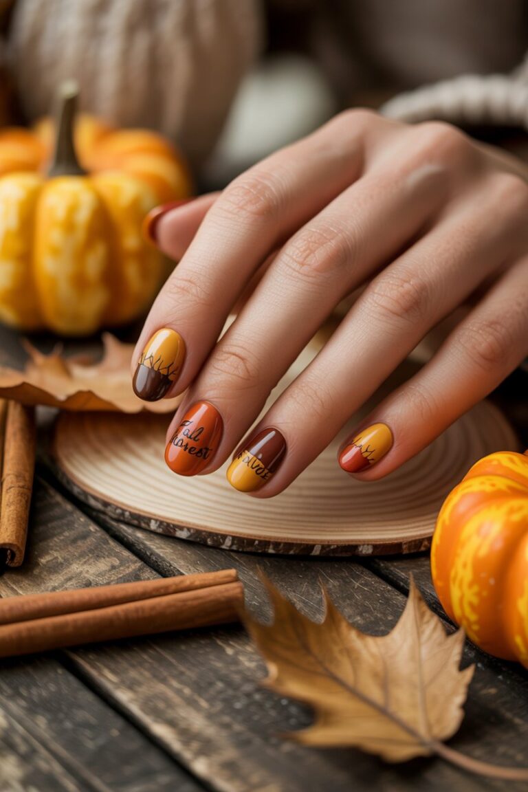 Thanksgiving Nail Ideas with Warm Tones