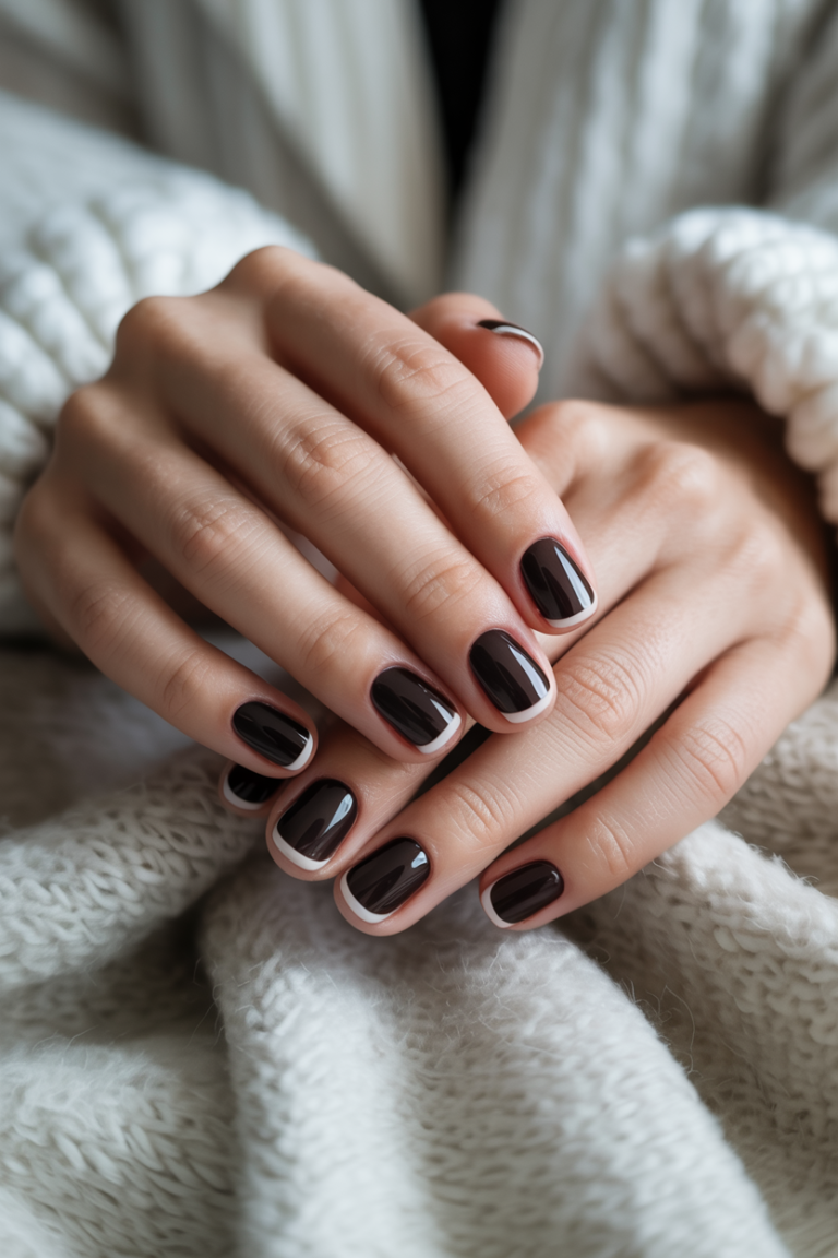 Minimal Black French Tip Nails